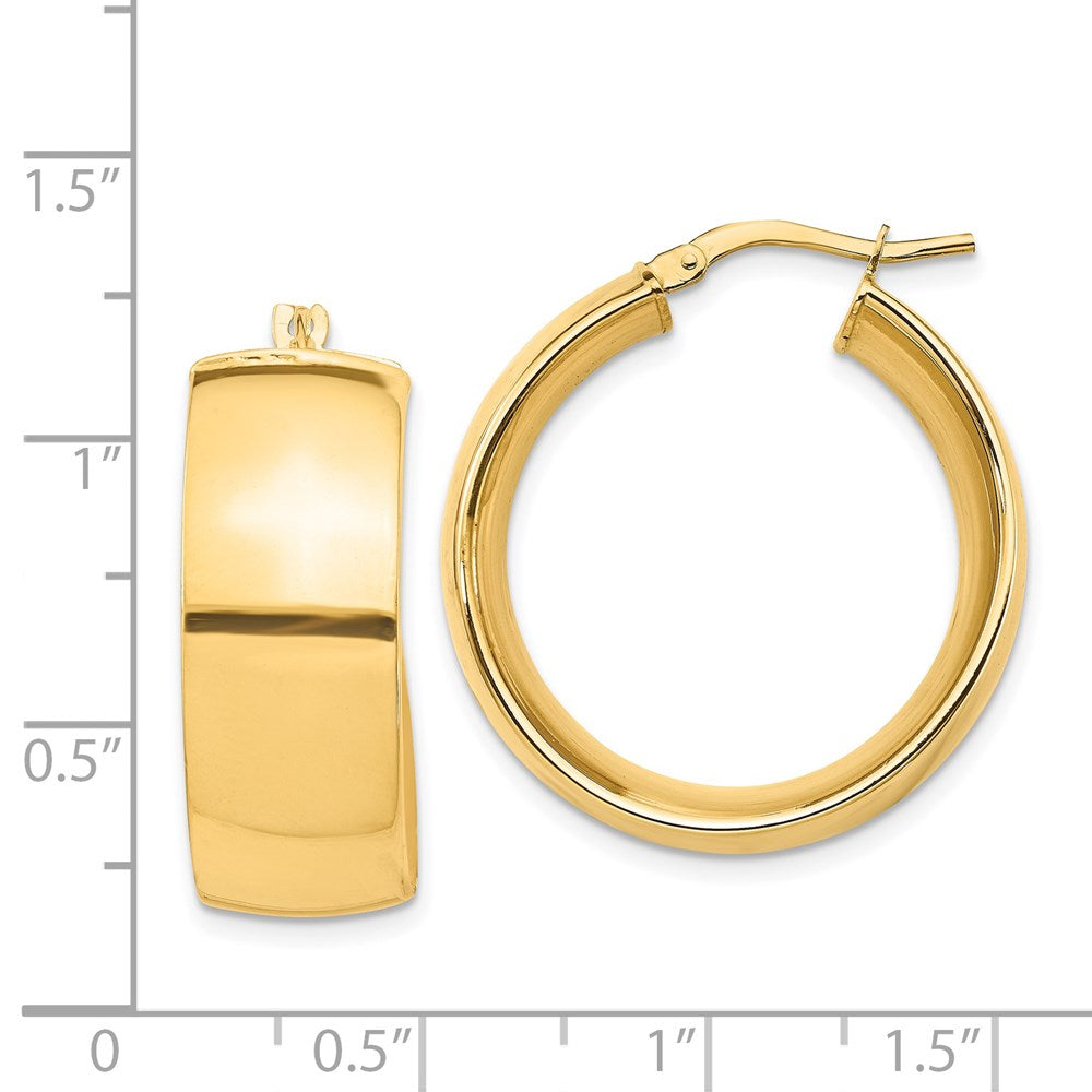 14K Yellow Gold High Polished Small 10mm Hoop Earrings