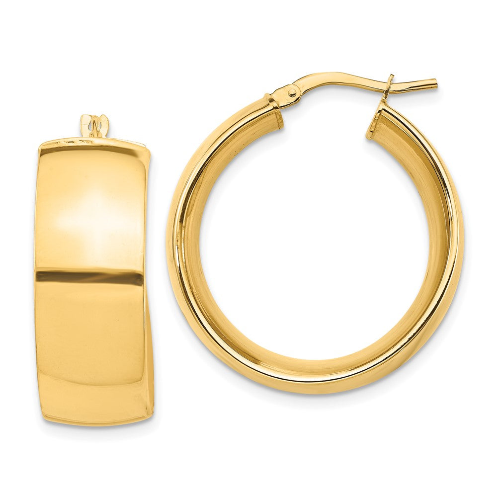 14K Yellow Gold High Polished Small 10mm Hoop Earrings