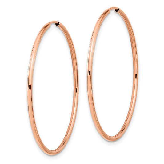 14K Rose Gold 1.5mm Polished Endless Hoop Earrings