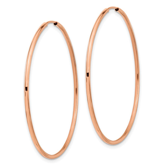 14K Rose Gold 1.5mm Polished Endless Hoop Earrings