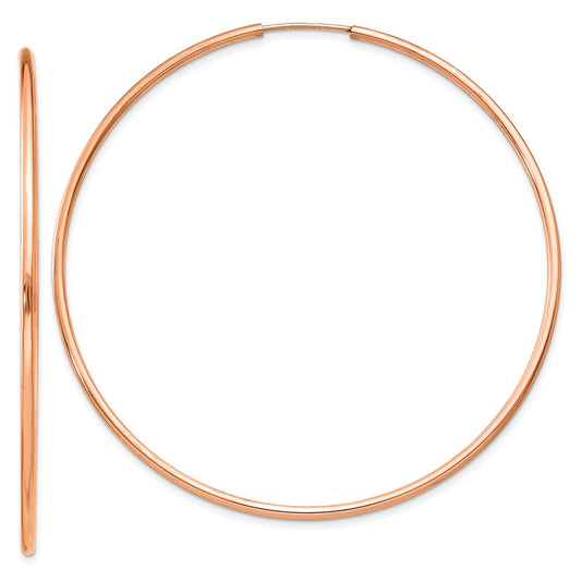 14K Rose Gold 1.5mm Polished Endless Hoop Earrings