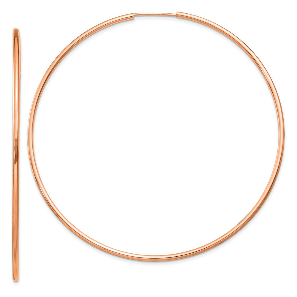 14K Rose Gold 1.5mm Polished Endless Hoop Earrings