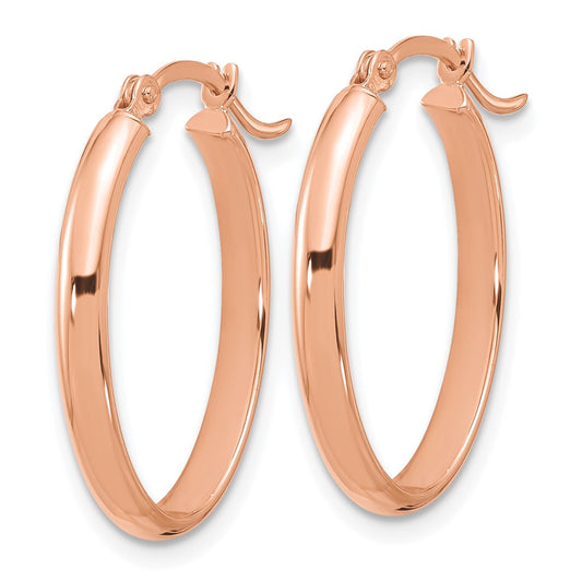 14K Rose Gold Oval Hoop Earrings