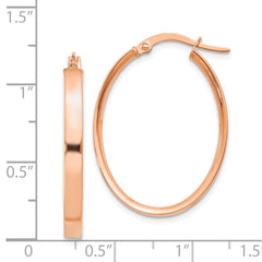 14K Rose Gold 3mm Oval Hoop Earrings