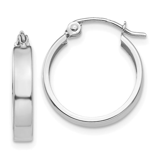 14K White Gold Polished 3mm Hoop Earrings