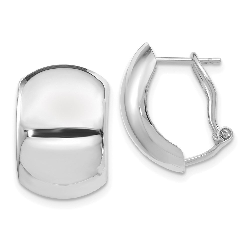 14K White Gold Polished Omega Back Earrings