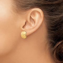 14K Yellow Gold Textured Omega Back Earrings