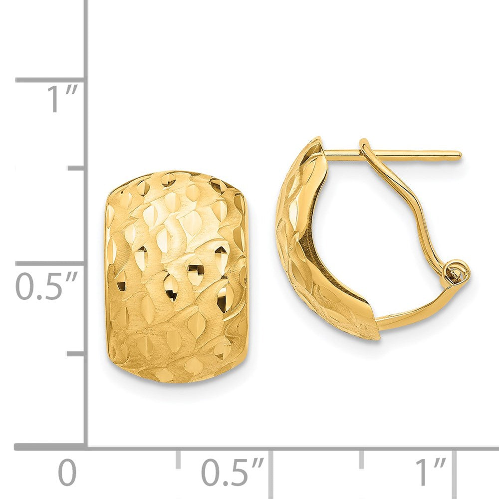 14K Yellow Gold Textured Omega Back Earrings