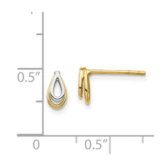 14K Two-Tone Gold Tear Drop Post Earrings