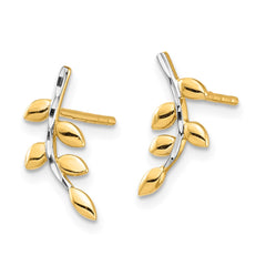 14K Two-Tone Gold Leaves Post Earrings