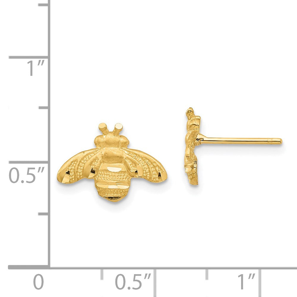 14K Yellow Gold Diamond-cut Bee Post Earrings