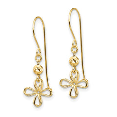 14K Yellow Gold Open Clover Dangle Earrings