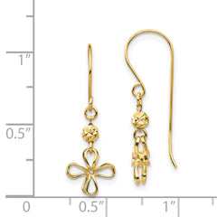 14K Yellow Gold Open Clover Dangle Earrings