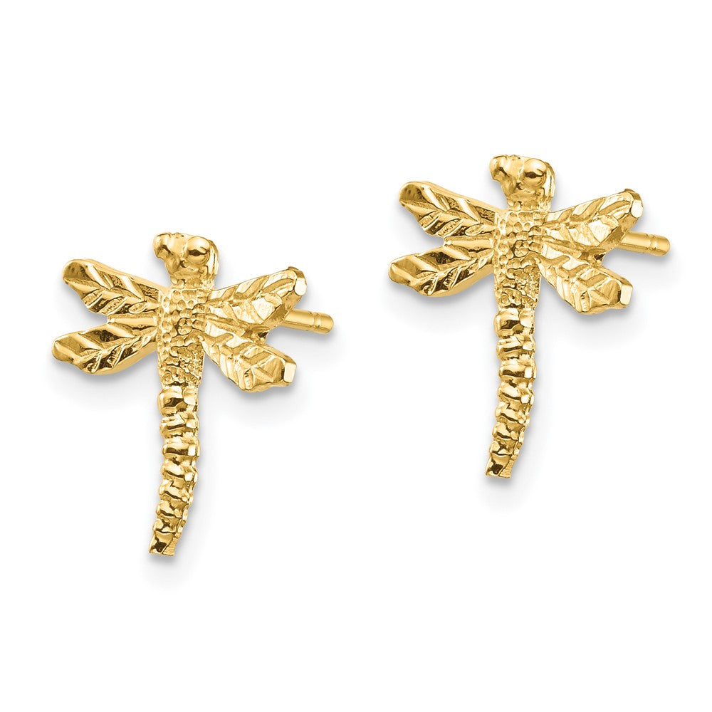 14K Yellow Gold Dragonfly Post Earrings