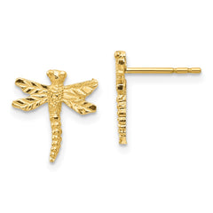 14K Yellow Gold Dragonfly Post Earrings