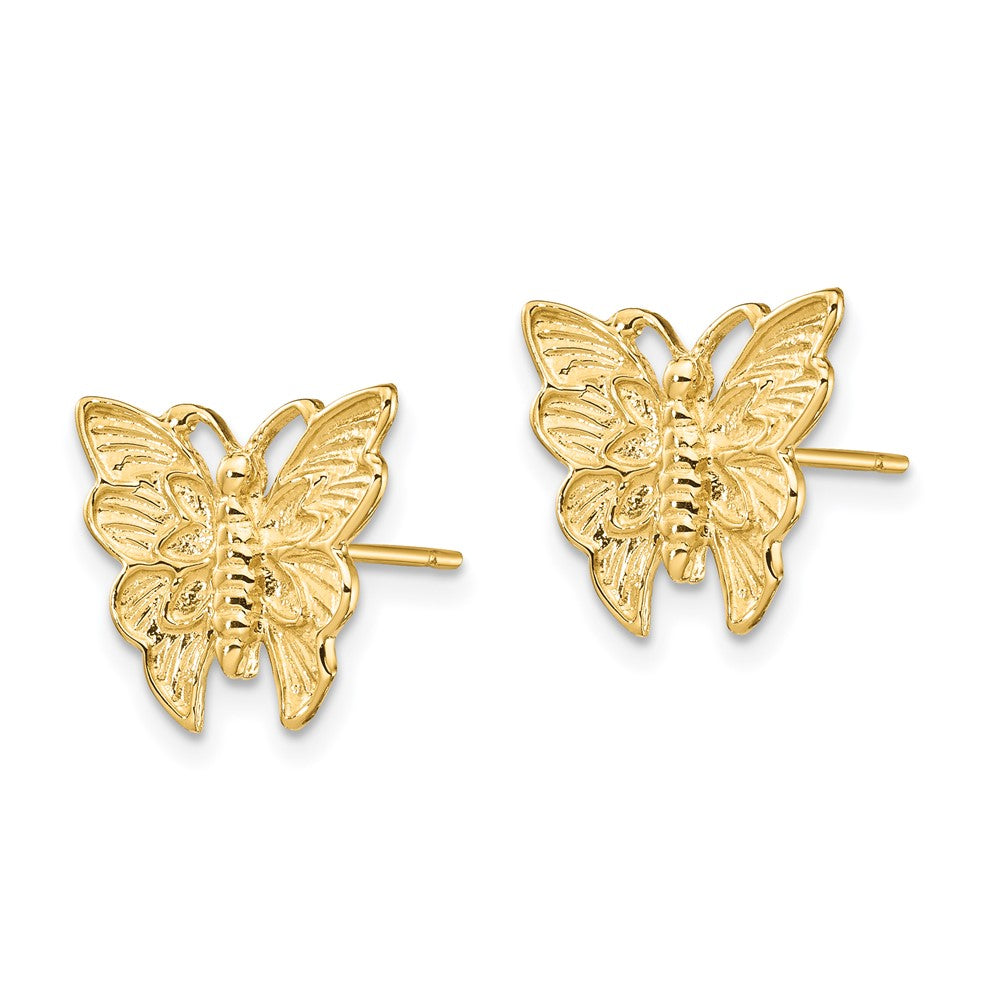 14K Yellow Gold Polished Butterfly Post Earrings