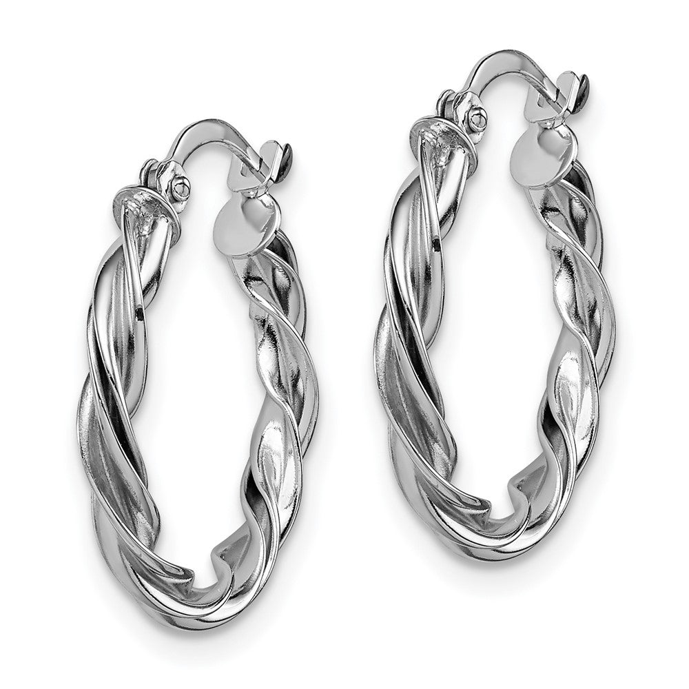 14K White Gold Polished Twisted Hoop Earrings