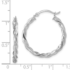 14K White Gold Polished Twisted Hoop Earrings