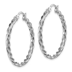 14K White Gold Polished 2.5mm Twisted Hoop Earrings