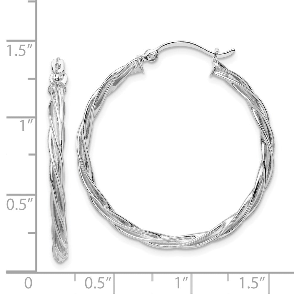 14K White Gold Polished 2.5mm Twisted Hoop Earrings