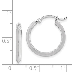 14K White Gold Polished Hoop Earrings