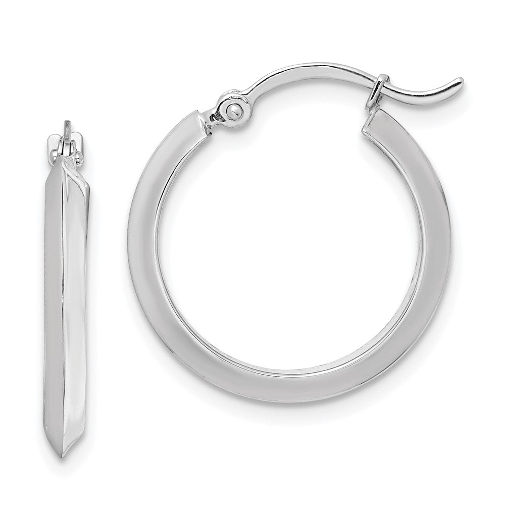 14K White Gold Polished Hoop Earrings