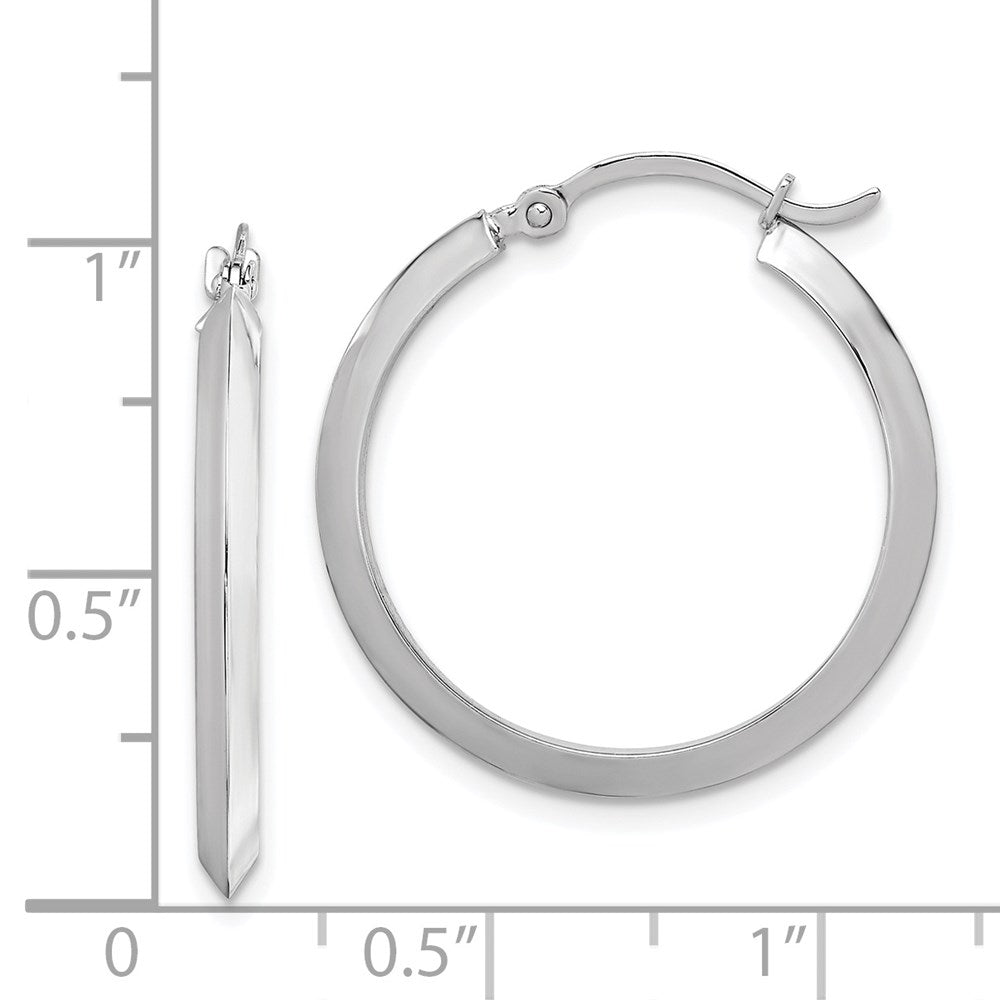 14K White Gold Polished Hoop Earrings