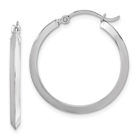 14K White Gold Polished Hoop Earrings