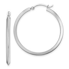 14K White Gold Polished Hoop Earrings