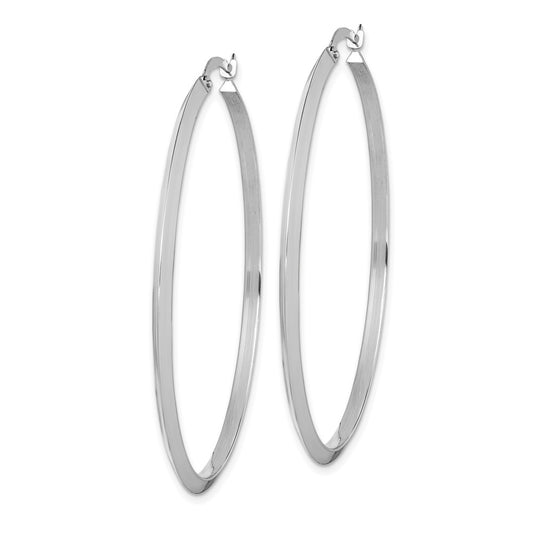 14K White Gold Polished Hoop Earrings