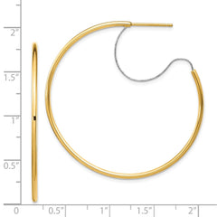 14K Two-Tone Gold Large 2x45mm Diamond-cut Wire Polished Hoop Earrings