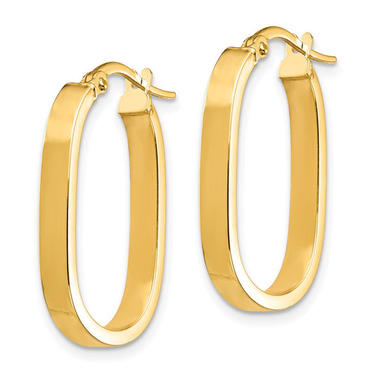 14K Yellow Gold 3x2mm Oval Hoop Earrings