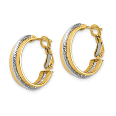 14K Two-Tone Gold Polished Diamond-cut Hoop Earrings