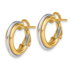 14K Two-Tone Gold 17mm Polished Omega Back Hoop Earrings