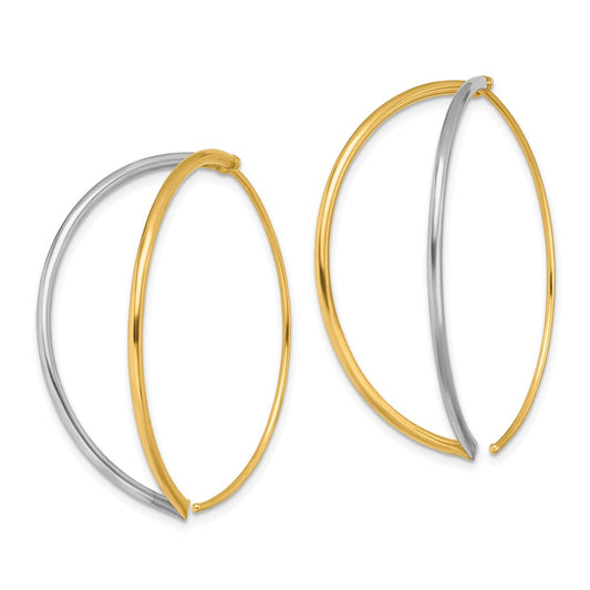 14K Two-Tone Gold Large Dangle Threader Earrings