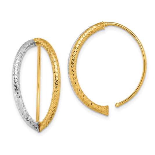 14K Two-Tone Gold Diamond-cut Dangle Threader Earrings