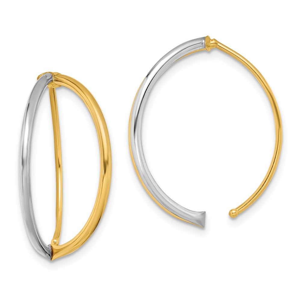 14K Two-Tone Gold Dangle Threader Earrings