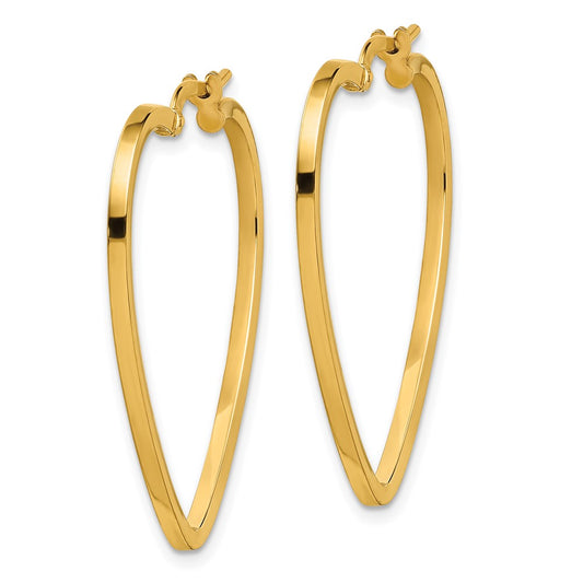 14K Yellow Gold Polished Heart Hoop Earrings