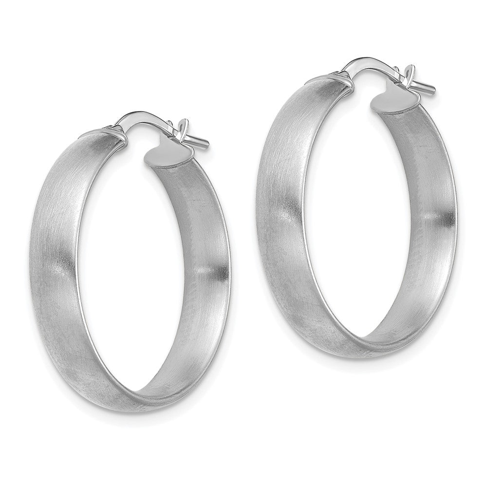 14K White Gold Medium 5mm Satin Hoop Earrings