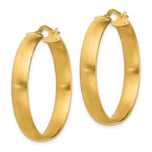 14K Yellow Gold Large 5mm Satin Hoop Earrings