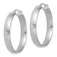 14K White Gold Large 5mm Satin Hoop Earrings