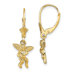 14K Yellow Gold Angel Leverback Earrings