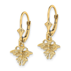 14K Yellow Gold Mini Butterfly Leverback Earrings