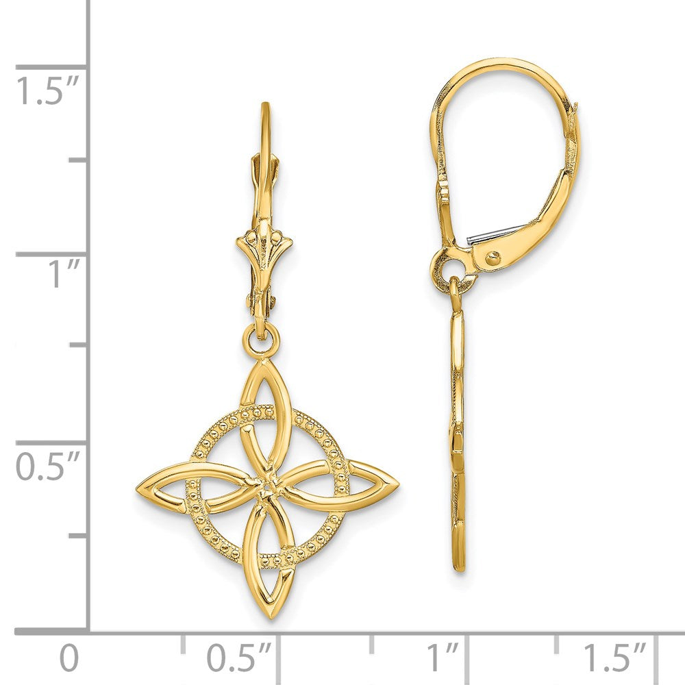 14K Yellow Gold Small Celtic Eternity Knot Leverback Earrrings