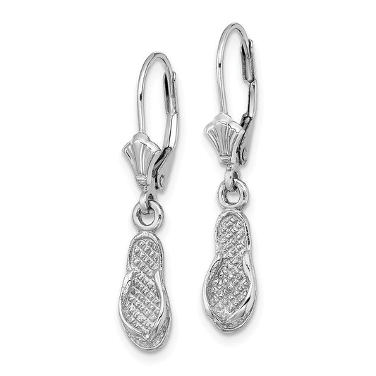 14K White Gold Flip Flop Leverback Earrings