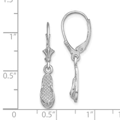 14K White Gold Flip Flop Leverback Earrings