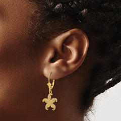 14K Yellow Gold 2D Puffed Starfish Leverback Earrings