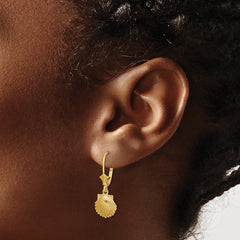 14K White Gold Scallop Shell Leverback Earrings
