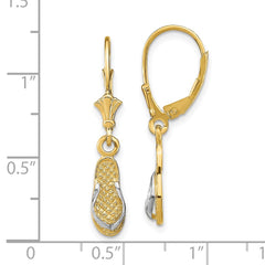 14K Yellow Gold and Rhodium Flip Flop Leverback Earrings