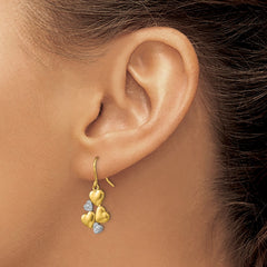 14K Two-Tone Gold Polished Hearts Shepherd Hook Earrings
